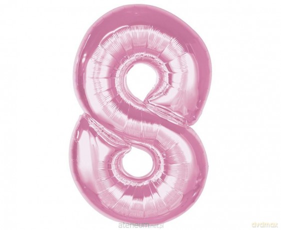 Balon foliowy cyfra 8 jasnoróżowa Smart 92cm