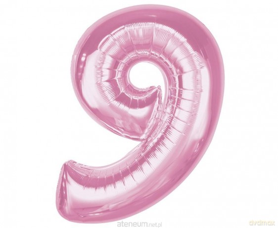 Balon foliowy cyfra 9 jasnoróżowa Smart 92cm