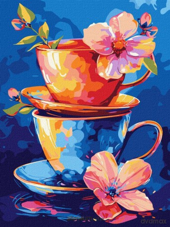 Malowanie po numerach - Filiżanki 30x40cm