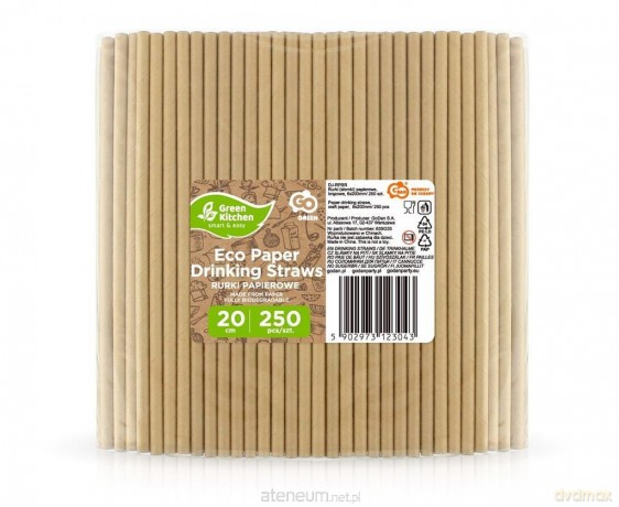 Rurki słomki papierowe brązowe 6x200mm 250szt