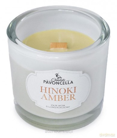 Świeczka sojowa Hinoki Amber biała 170g