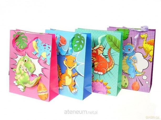 Torebka prezentowa Dinozaury 40x30x12cm MIX