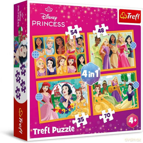 Puzzle 4w1 Bajkowe historie /Disney Princess [PUZZLE]