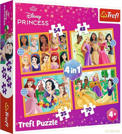 Puzzle 4w1 Bajkowe historie /Disney Princess [PUZZLE]