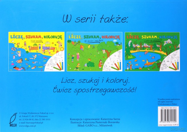 Nad wodą. Liczę, szukam, koloruję - Sarna Katarzyna [KSIĄŻKA]