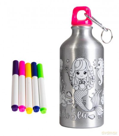 Bidon metalowy 500ml z Syrenką do kolorowania 2000030