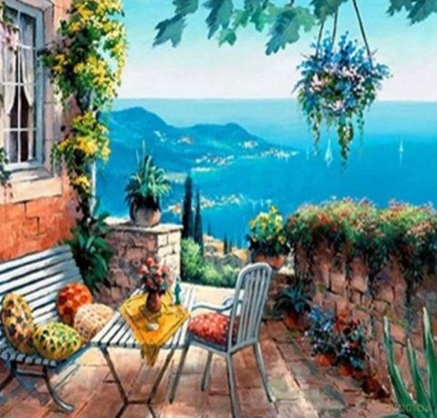Diamentowa mozaika Patio nad morzem 30x40cm 1008525