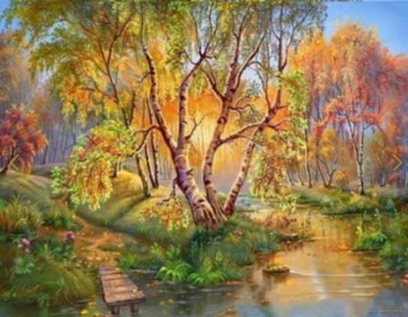 Malowanie po numerach Brzozy nad potokiem 40x50cm 1009852