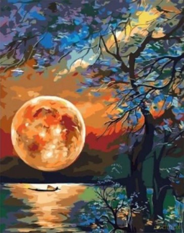 Malowanie po numerach Księżyc nad jeziorem 40x50cm 1009434