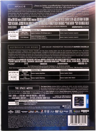 Apollo 11 /  First Man/ The Space Movie (Apollo 11/ Pierwszy człowiek/ The Space Movie) (mediabook) [2xBlu-Ray 4K]+ [2xBlu-Ray]+[2xDVD]