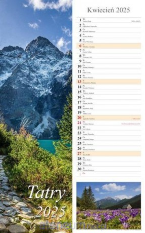 Kalendarz 2025 ścienny pasek Tatry [KALENDARZ]