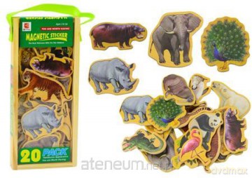 Magnesy drewniane dzikie zwierzęta safari 20szt