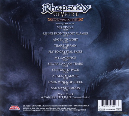 Rhapsody Of Fire: Dark Wings Of Steel Limited Edition digipack [CD]