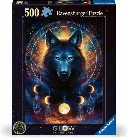 RAVENSBURGER 2D 500 el. Świecące - Wilk i księżyce [PUZZLE]