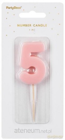 Świeczka 5 jasno różowa 5,5cm