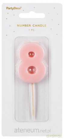 Świeczka 8 jasno różowa 5.5cm