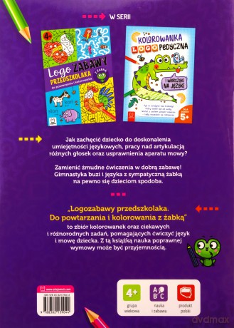Logo zabawy przedszkolaka. Do powtarzania i kolorowania z żabką - Agata Kaczyńska [KSIĄŻKA]