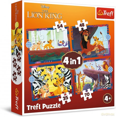 Puzzle 4w1 Odważny Król Lew Disney 34653 [PUZZLE]