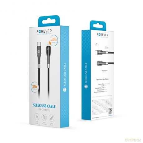 Forever kabel Sleek USB-C - Lightning 1,0 m 27W czarny