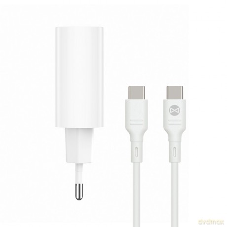 Forever ładowarka sieciowa PD QC TC-07 1x USB-C 1x USB 30W biała + kabel USB-C - USB-C 60W