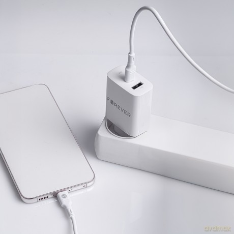Forever ładowarka sieciowa PD QC TC-07 1x USB-C 1x USB 30W biała + kabel USB-C - USB-C 60W