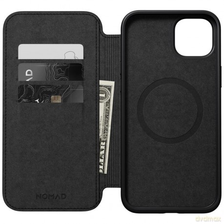 Nomad Modern Leather Folio etui do iPhone 15 Plus 6,7" czarne