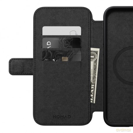 Nomad Modern Leather Folio etui do iPhone 15 Plus 6,7" czarne