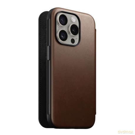 Nomad Modern Leather Folio etui do iPhone 15 Pro 6,1" brązowe