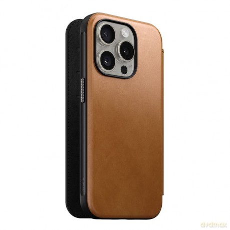 Nomad Modern Leather Folio etui do iPhone 15 Pro 6,1" jasnobrązowe