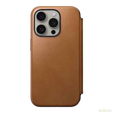 Nomad Modern Leather Folio etui do iPhone 15 Pro 6,1" jasnobrązowe