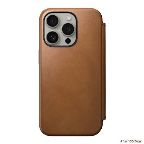 Nomad Modern Leather Folio etui do iPhone 15 Pro 6,1" jasnobrązowe