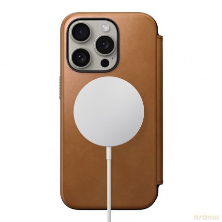Nomad Modern Leather Folio etui do iPhone 15 Pro 6,1" jasnobrązowe