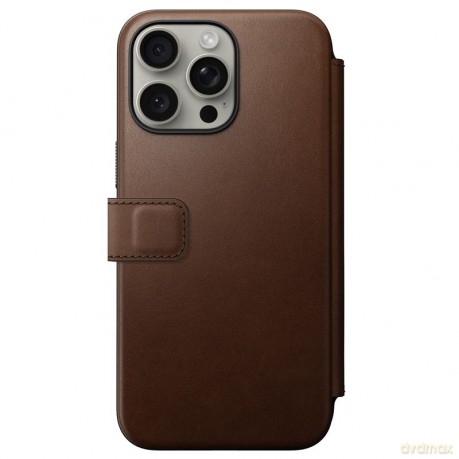 Nomad Modern Leather Folio etui do iPhone 15 Pro Max 6,7" brązowe
