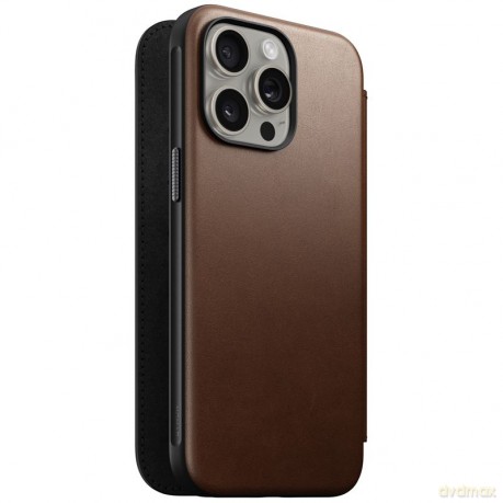 Nomad Modern Leather Folio etui do iPhone 15 Pro Max 6,7" brązowe