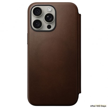 Nomad Modern Leather Folio etui do iPhone 15 Pro Max 6,7" brązowe