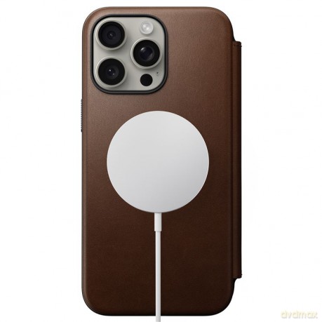 Nomad Modern Leather Folio etui do iPhone 15 Pro Max 6,7" brązowe