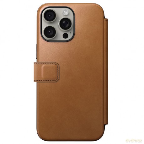Nomad Modern Leather Folio etui do iPhone 15 Pro Max 6,7" jasnobrązowe
