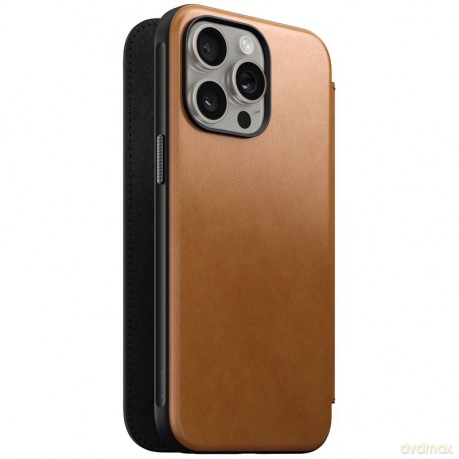 Nomad Modern Leather Folio etui do iPhone 15 Pro Max 6,7" jasnobrązowe