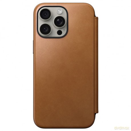 Nomad Modern Leather Folio etui do iPhone 15 Pro Max 6,7" jasnobrązowe
