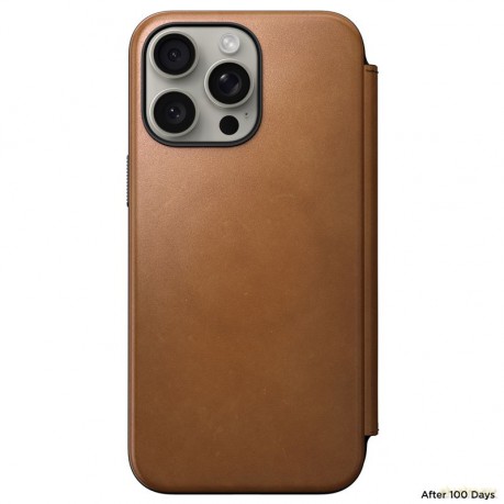 Nomad Modern Leather Folio etui do iPhone 15 Pro Max 6,7" jasnobrązowe