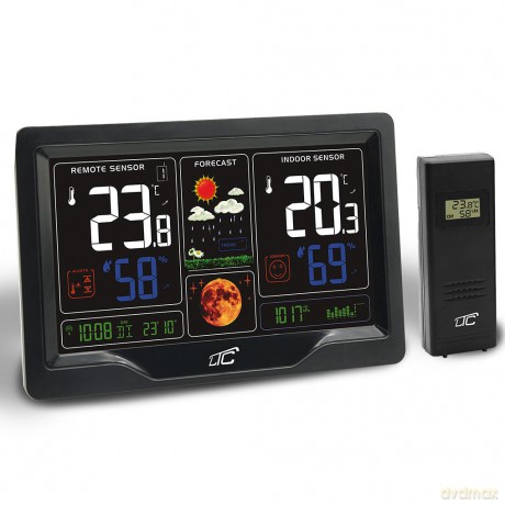 Stacja pogodowa z kolorowym wyświetlaczem wielofunkcyjna CZARNA LTC