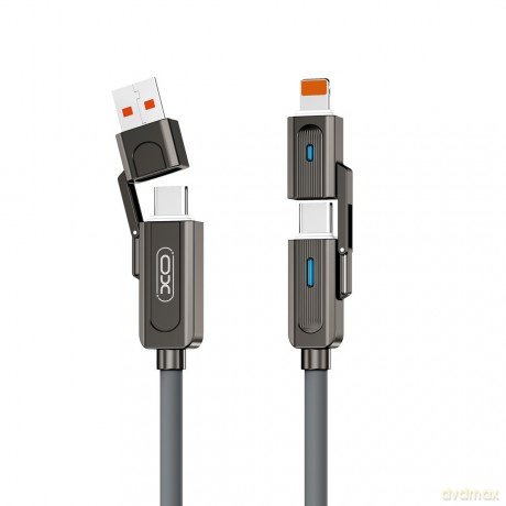 XO kabel NB275 4w1 USB-C - Lightning + USB + USB-C 60W 1,0m szary