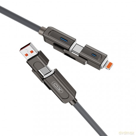 XO kabel NB275 4w1 USB-C - Lightning + USB + USB-C 60W 1,0m szary