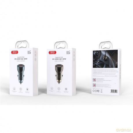 XO ładowarka samochodowa CC60 60W 1x USB 1x USB-C czarna