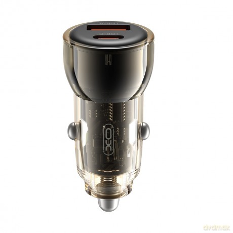 XO ładowarka samochodowa CC60 60W 1x USB 1x USB-C czarna + kabel USB-C - USB-C