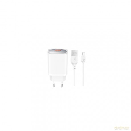 XO ładowarka sieciowa CE19 QC 18W 1x USB biała + kabel USB-C
