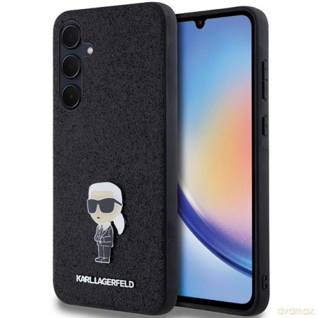 Etui Karl Lagerfeld Fixed Glitter Ikonik Logo Metal Pin na Samsung Galaxy A35 - czarne