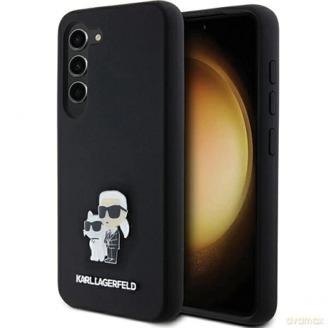 Etui Karl Lagerfeld Silicone Karl&Choupette Metal Pin na Samsung Galaxy S24 - czarne