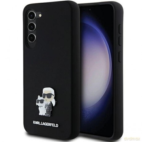 Etui Karl Lagerfeld Silicone Karl&Choupette Metal Pin na Samsung Galaxy S24+ - czarne