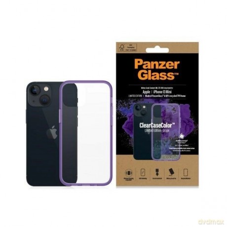 Etui PanzerGlass ClearCase antybakteryjne z certyfikatem Military Grade na iPhone 13 mini - przezroczysto-fioletowe